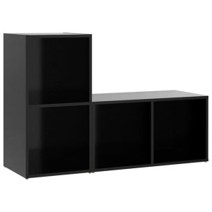 Szafki TV, 2 szt., czarne, 72x35x36,5 cm, płyta wiórowa