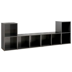 Szafki TV, 4 szt., szare, wysoki połysk, 72x35x36,5 cm, płyta
