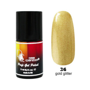 Lakier hybrydowy / żelolakier 36 złoty z brokatem 11 ml / Bass Cosmetics