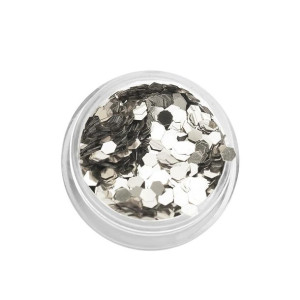 Konfetti płatki hexagonalne holograficzne - srebrne / Bass Cosmetics