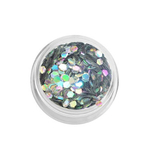 Konfetti płatki hexagonalne holograficzne - srebrne holo / Bass Cosmetics