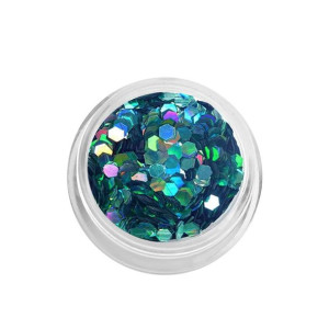 Konfetti płatki hexagonalne holograficzne - szmaragdowe / Bass Cosmetics