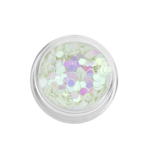 Konfetti płatki hexagonalne holograficzne - białe multi / Bass Cosmetics