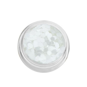 Konfetti płatki hexagonalne holograficzne - białe perła / Bass Cosmetics