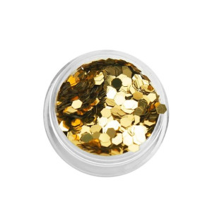 Konfetti płatki hexagonalne holograficzne - złote / Bass Cosmetics