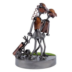 Metalowa figurka Golfista z wózkiem. Trofeum golfowe