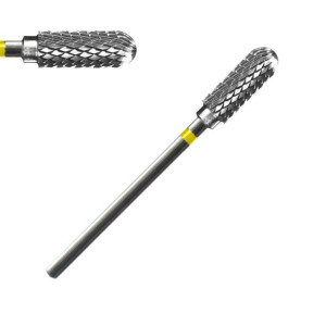 Frez carbide HQ - cylinder zaokrąglony żółty / Bass Cosmetics