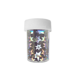 Folia transferowa w fiolce - srebrna holo gwiazdy / Bass Cosmetics