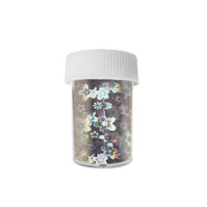 Folia transferowa w fiolce - srebrna holo kwiaty / Bass Cosmetics
