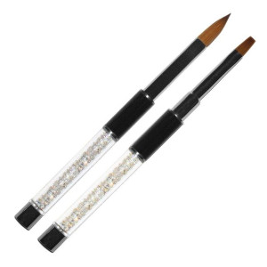 Pędzle do modelowania żelu i akrylu HIT-C - zestaw czarny / Bass Cosmetics