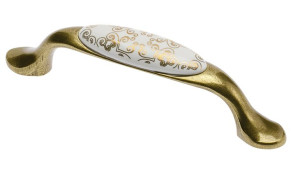 Uchwyt porcelanowy GTV Orient gold 96 mm antyczny mosiądz