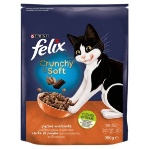 Felix Crunchy & Soft Sucha karma dla kotów z kurczakiem i indykiem z warzyw