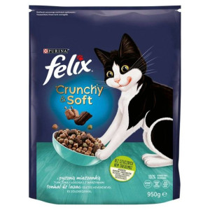 Felix Crunchy & Soft Sucha karma dla kotów z tuńczykiem i łososiem z warzyw
