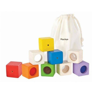 Klocki sensoryczne, interaktywne w woreczku, Plan Toys 5531