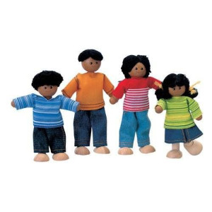 Rodzina ciemnoskórych lalek, do domku dla lalek, Plan Toys 7416