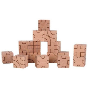 Klocki sześcienne geometryczne naturalne Goki