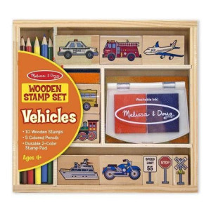 Melissa and Doug, Drewniane Stempelki Samochody 4+