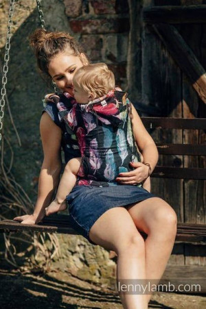 LennyLamb, Nosidełko Baby Size Malowane Pióra Tęcza Dark