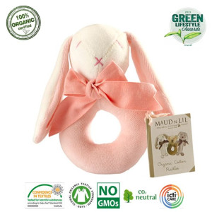 Maud N Lil Grzechotka organiczna miękka z BIO bawełny GOTS Rose the Bunny R