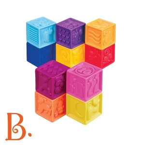 B. Toys, One Two Squeeze, Klocki miękkie zestaw mały, Miętowe, 6m+
