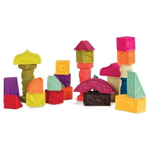 B. Toys, Elemenosqueeze, Klocki miękkie zestaw duży, wersja Miętowa, 6m+