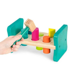 B.Toys, Colorful Pound & Play – drewniany sorter z młotkiem – wbijanka 2+