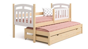 Drewniane podwójne łóżko SUZIE DUO 200x80 BIAŁE