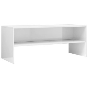 Szafka pod TV, biała, wysoki połysk, 100x40x40cm, płyta wiórowa