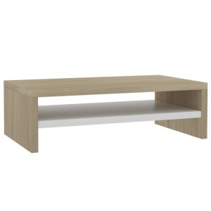Podstawka pod monitor, kolor biały i dąb sonoma, 42x24x13 cm