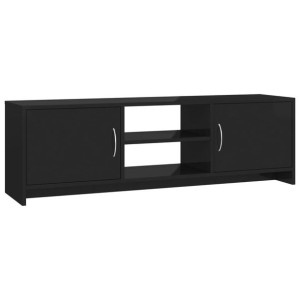 Szafka pod TV, wysoki połysk, czarna, 120 x 30 x 37,5 cm