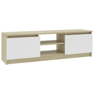 Szafka TV, biel i dąb sonoma, 120x30x35,5 cm, płyta wiórowa