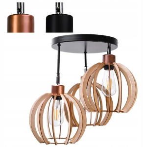Lampa Sufitowa Okrągła Drewniana Kula regulowana