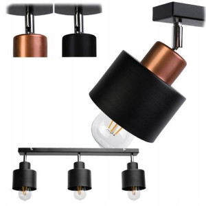 Lampa Sufitowa Belka Kubełek Czarny 3x E27 Loft