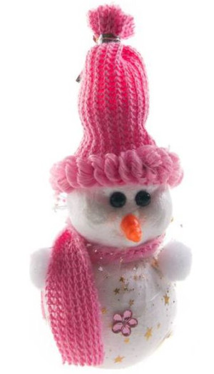 Figurka Bałwan świecący LED 16cm - Różowy