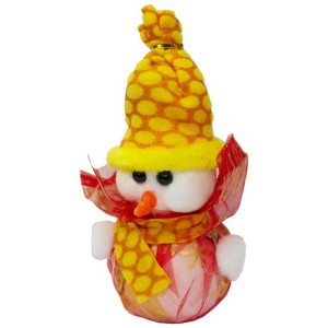 Figurka Bałwan świecący LED 16cm - Żółty Czerwony
