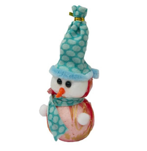 Figurka Bałwan świecący LED 16cm - Niebieski Czerwony