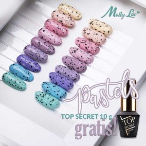 Zestaw 9 lakierów hybrydowych Pastels by Molly Lac 5 ml i Top Secret 10 g g