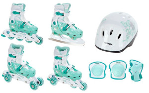 Dziecięce Rolki Wrotki Łyżwy Regulowane 4w1 Raven Balloon Mint 37-40 + kask