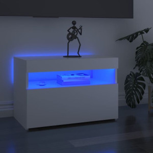 Lumarko Szafki TV z LED, 2 szt., wysoki połysk, białe, 60x35x40 cm!