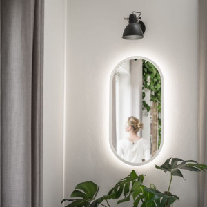 Lustro Owalne Cassini Led - W Białej Ramie, Podświetlane
