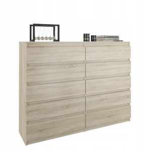 Nowoczesna KOMODA 160CM SZAFKA 10 SZUFLAD SONOMA