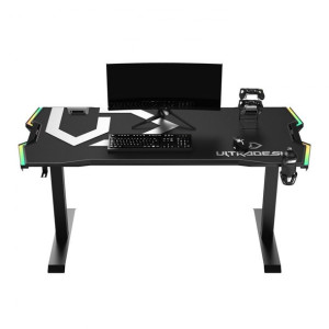 ULTRADESK Biurko dla gracza FORCE - szare, 166x70 cm, 76.5 cm, z podkładką