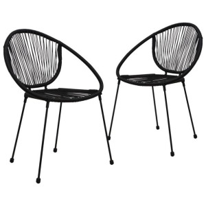 Krzesła ogrodowe, 2 szt., rattan PVC, czarne