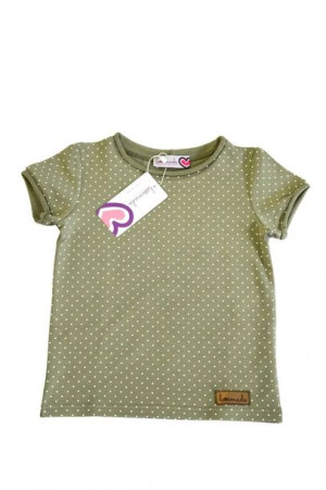 Casualowy T Shirt Unisex - Pistacjowo-oliwkowy W Kropki 116/122