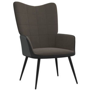 Fotel, ciemnoszary, obity aksamitem i PVC