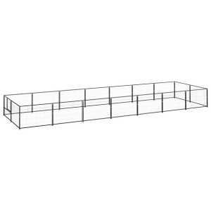 Kojec dla psa, czarny, 14 m², stalowy