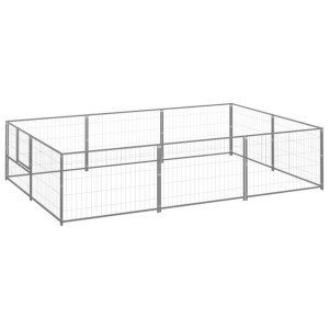 Kojec dla psa, srebrny, 6 m², stalowy