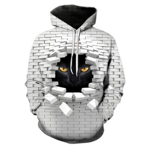 Biała bluza unisex hoodie nadruk z efektem 3D Minecraft XXXL