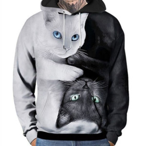 Bluza damska z kapturem nadruk 3d z kotami M