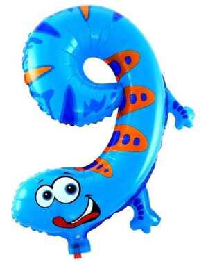 Balon Foliowy Cyfra Numer 9 Jaszczurka Zwierzęta Urodziny